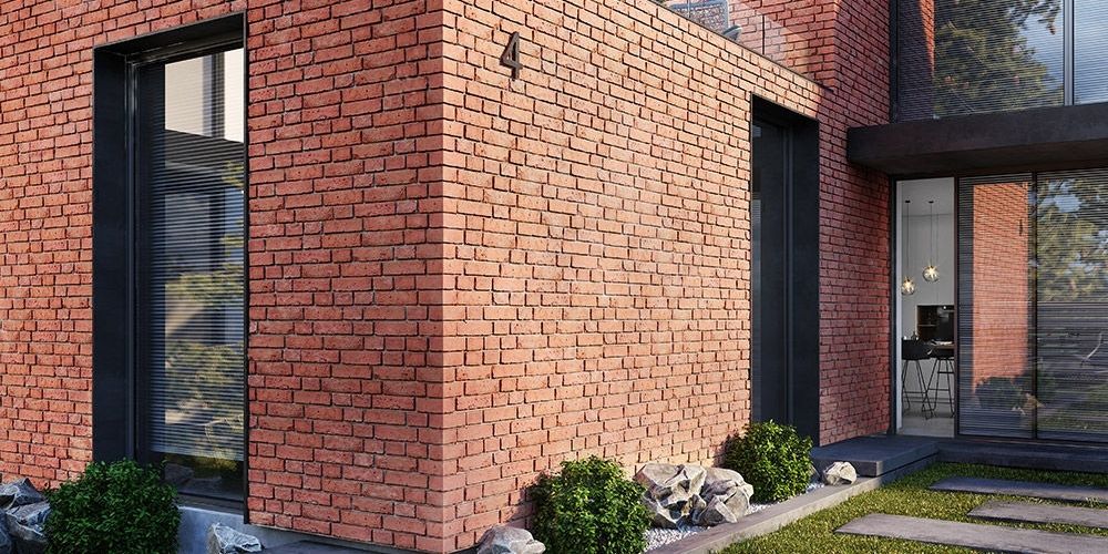 A house with a brick exterior cladding design, exterior cladding design ideas